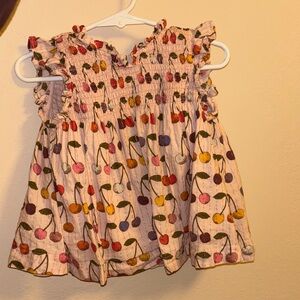 Pink Chicken Multicolor Cherry Print Kids Blouse and Bloomers set